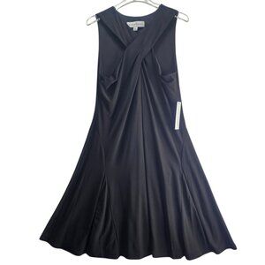 Emma & Michele Midi Black Dress Flare Sleeveless Size M Gothic